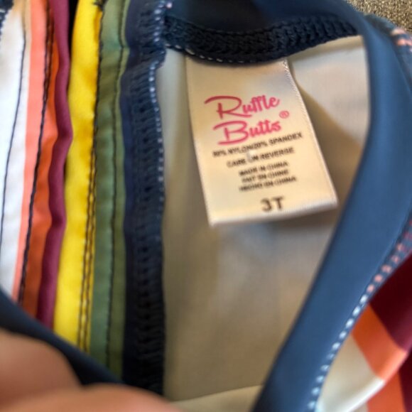 Ruffle Butts Stripe Swim Suit Size 3T - Picture 4 of 5